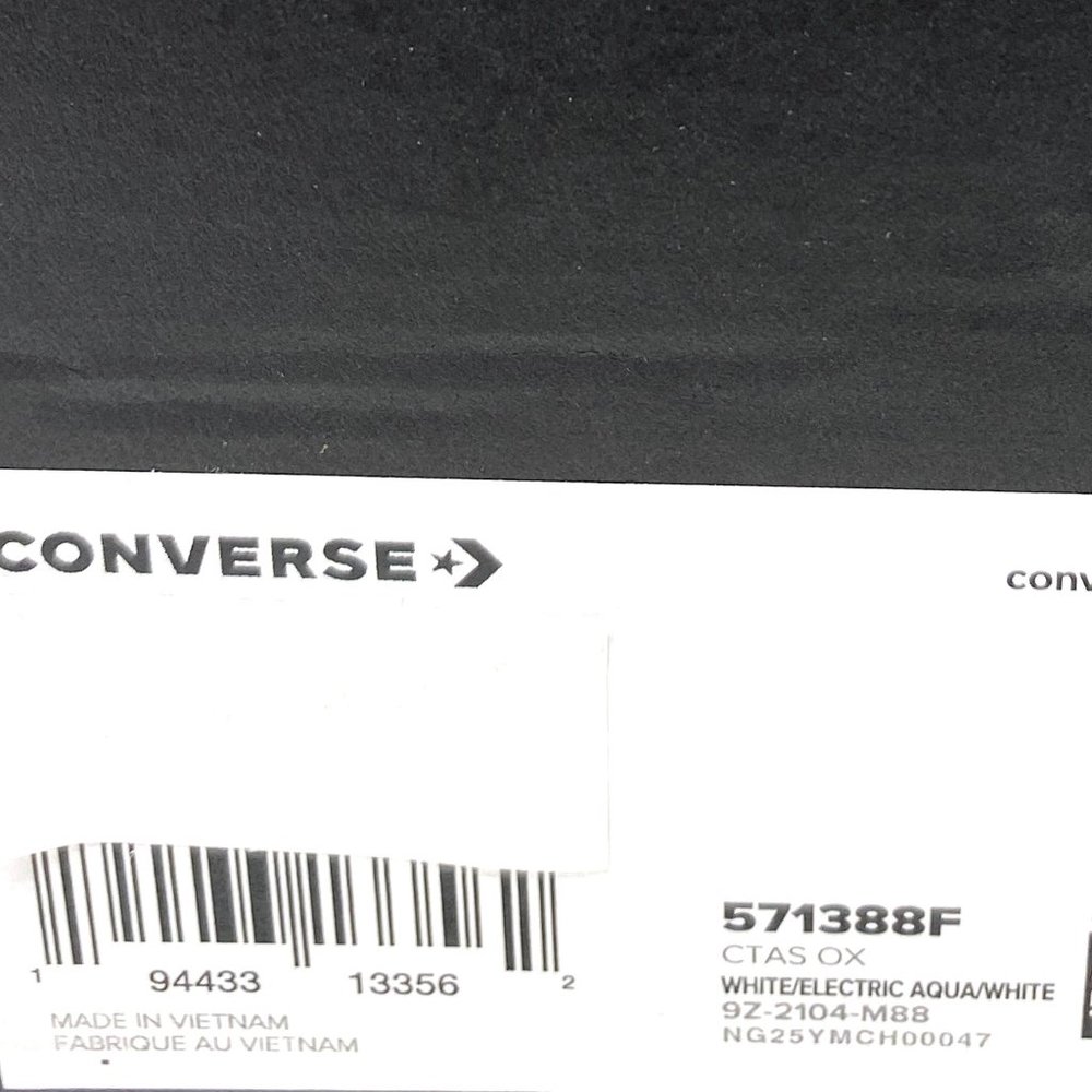 Converse Women's Size 571388F CTAS OX ELECTRIC AQUA WHITE Canvas Low Top Sneaker - Picture 7 of 8